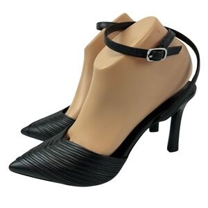 Seychelles On to the Next Women's 7.5 Black Leather Pump Buckle 3.5" Heel